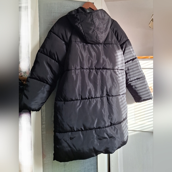 Shein L Black Puffer Coat Oversized - Picture 3 of 4